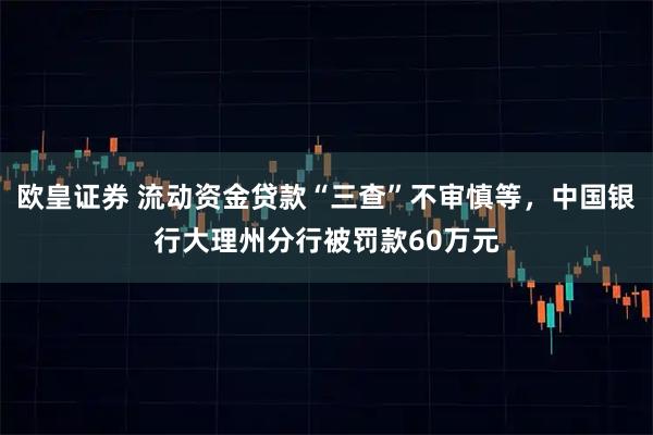 欧皇证券 流动资金贷款“三查”不审慎等，中国银行大理州分行被罚款60万元